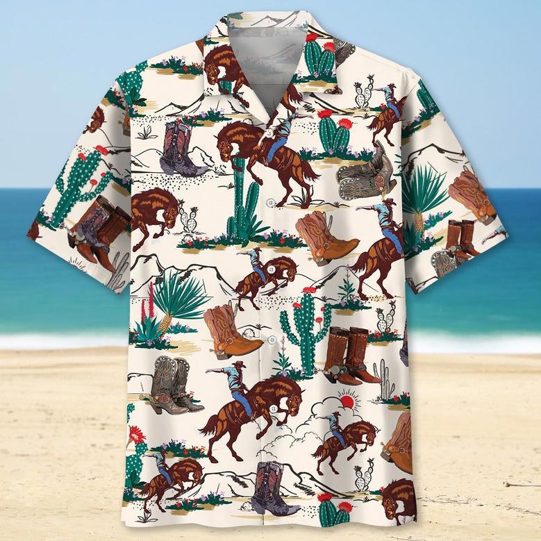 Cowboy Skull Cactus Hawaiian Shirt for Cowboy, Cowgirl Aloha Summer Vibes Hawaiian Shirt