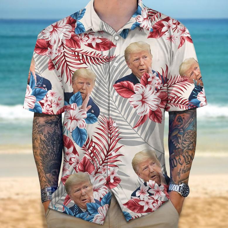 Custom 2024 Donald Trump Face Hawaii Shirt Tropical Aloha Hawaiian Shirt for Men, Women, Trump Lovers