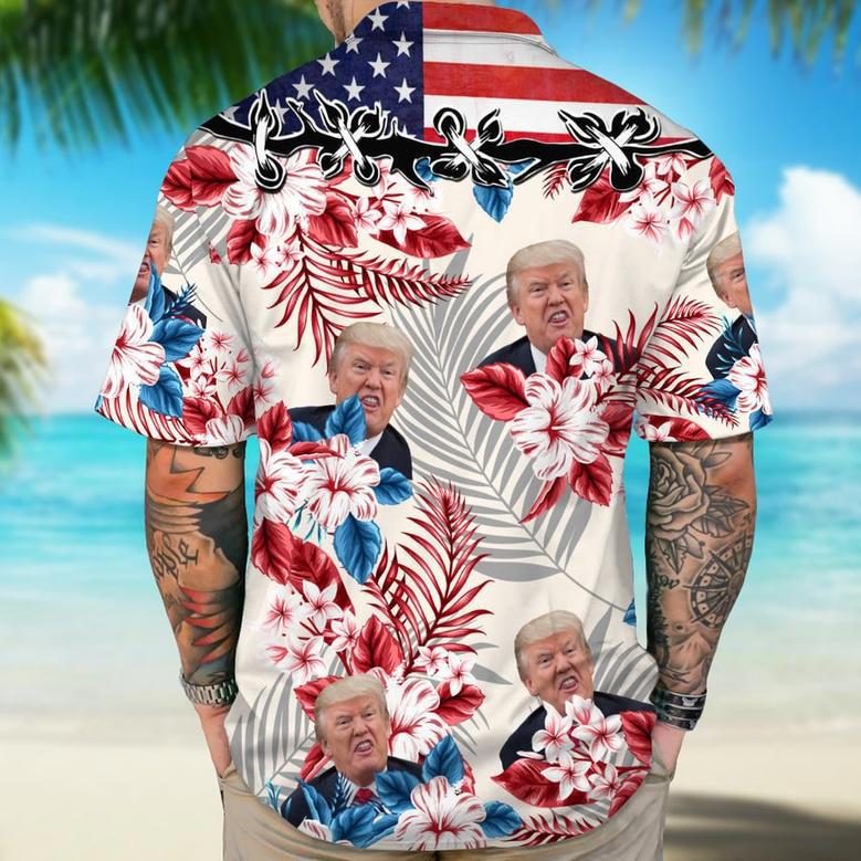 Custom 2024 Donald Trump Face Hawaii Shirt Tropical Aloha Hawaiian Shirt for Men, Women, Trump Lovers