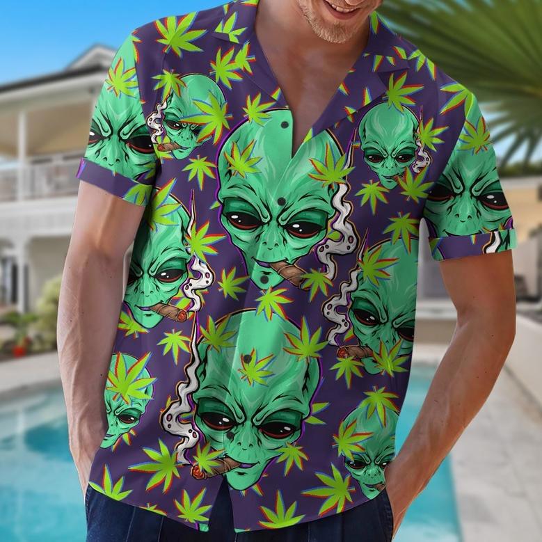 Custom Alien Smoking Canabis Hawaiian Shirt