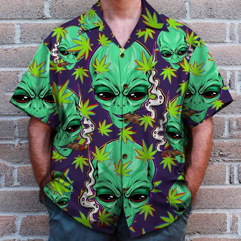 Custom Alien Smoking Canabis Hawaiian Shirt