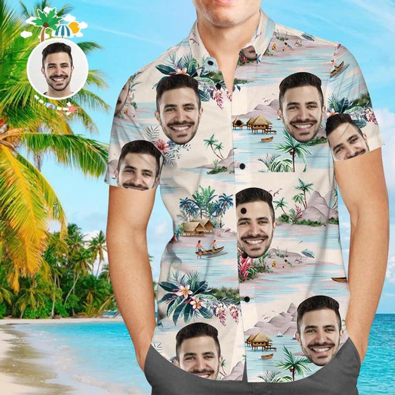 Custom Dog Face Hawaiian Shirt Custom Tropical Shirts Men's All Over Print Hawaiian Shirt