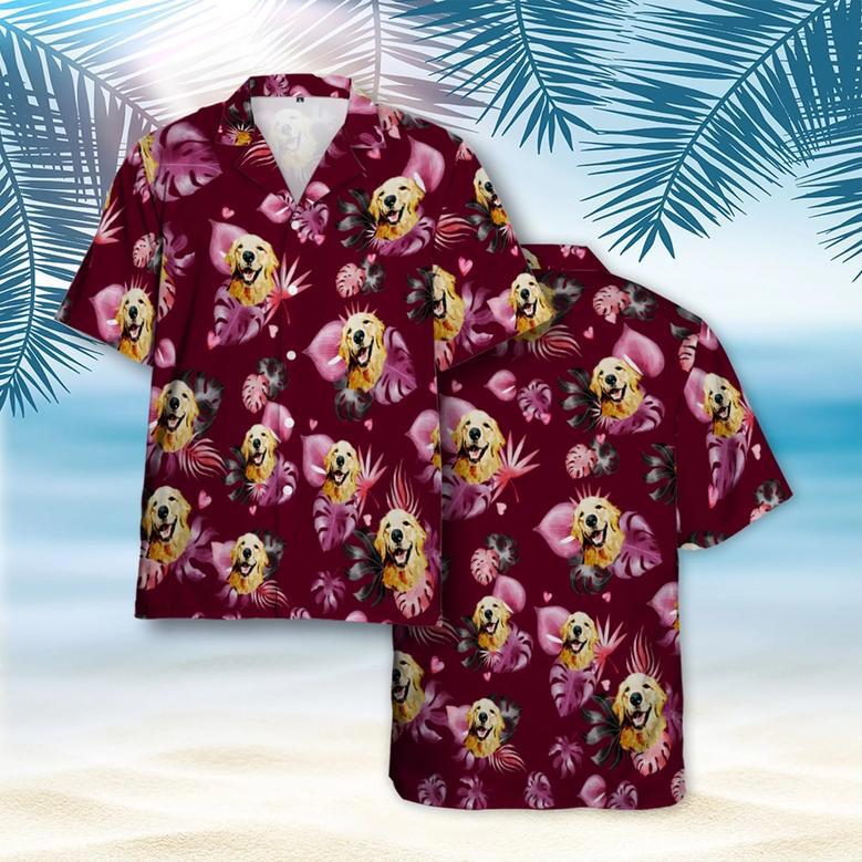 Custom Dog Hawaiian Shirt, Tropical Aloha Shirt With Pet Face, Custom Hawaiian Shirt for Men Women