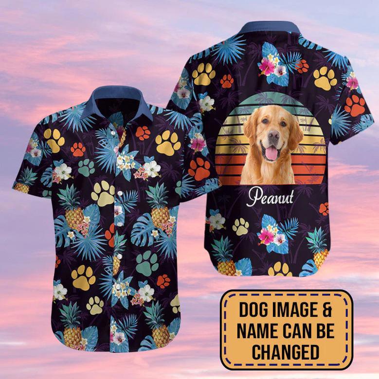 Custom Dog Photo Name Hawaiian Shirts for Dogs and Owners Tropical Shirts for Men Aloha Shirt Outfit