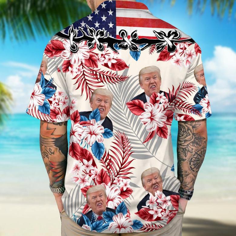 Custom Donald Trump Face Hawaii Shirt 62430, Trump Tropical Aloha Hawaiian Shirt for Men, Women