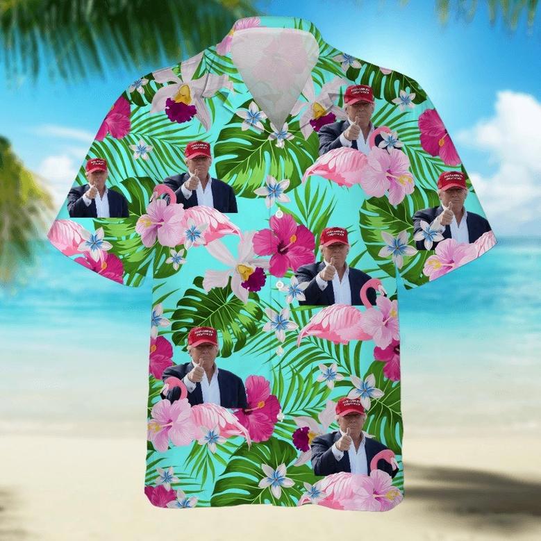 Custom Donald Trump Portrait Tropical Style Hawaii Shirt, Trump Lovers Hawaiian Shirt For Men, Women