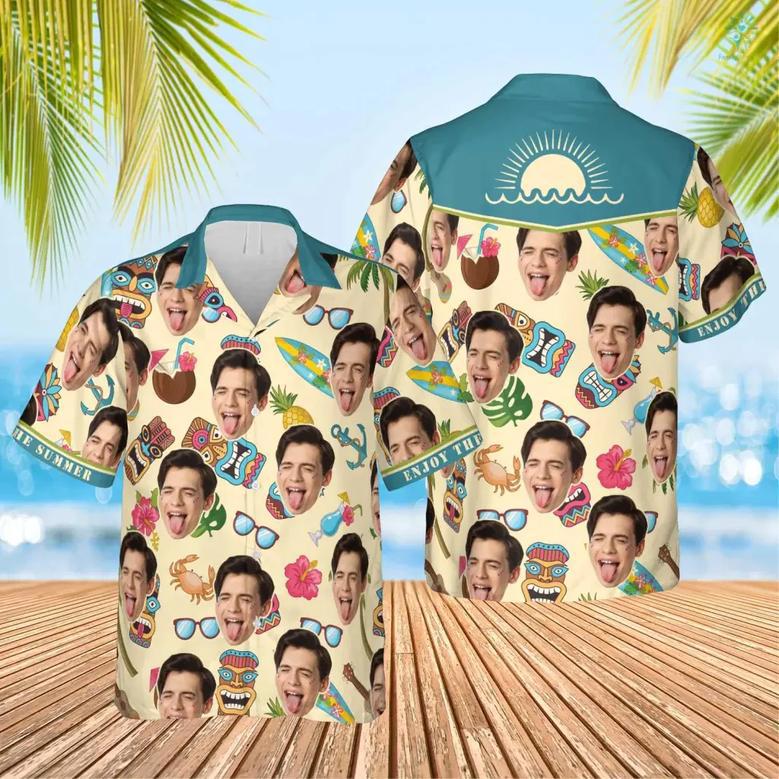 Custom Face Enjoy The Summer Hawaiian Shirt, Personalized Hawaiian Shirt for Men Women, Idea Gift Summer Shirt