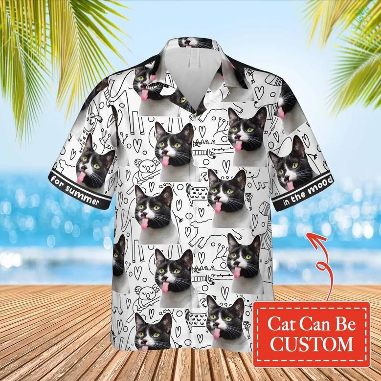 Custom Face Photo Cat Animals Drawing Hawaiian Funny, Hawaiian Shirt for Men Women, Idea Gift Cat Lover