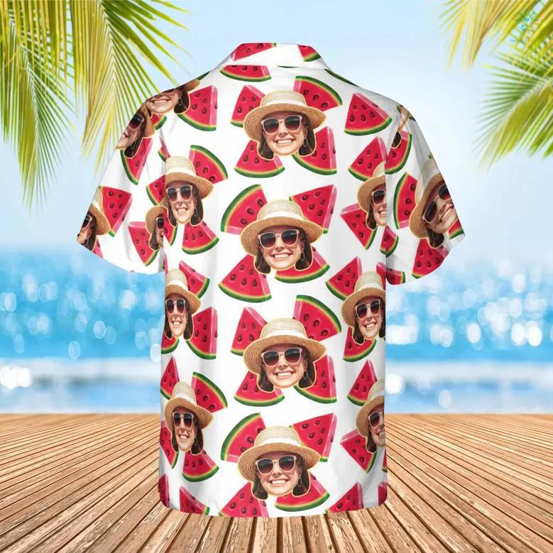 Custom Face Photo Watermelon Pattern Hawaiian Shirt, Perfect Shirt for Men Women, Personalized Hawaiian Shirt