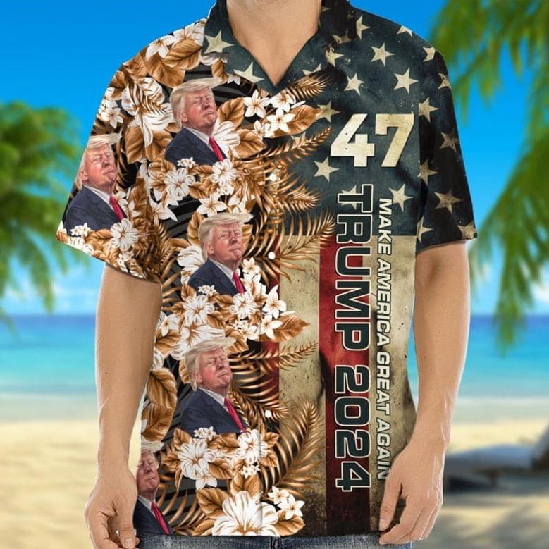 Custom Funny Photo Trump 2024 Hawaii Shirt 62482 Trump 2024 Make America Great Again