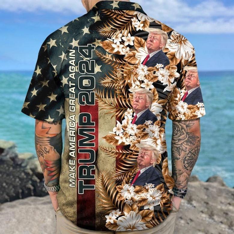 Custom Funny Photo Trump 2024 Hawaii Shirt 62482 Trump 2024 Make America Great Again