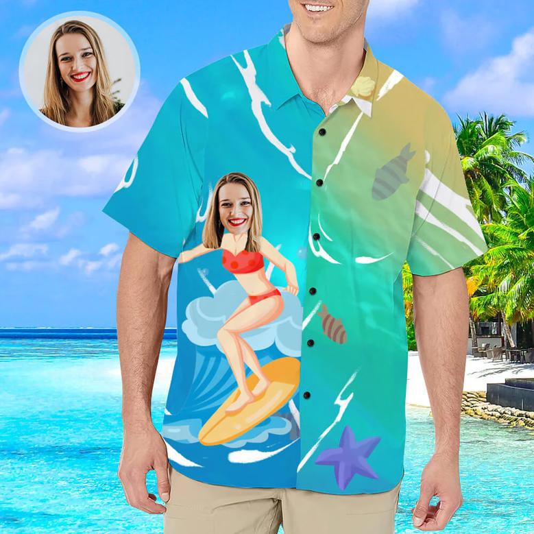 Custom Hawaiian Shirt with Face for Men Personalized Photo Hawaiian Shirts