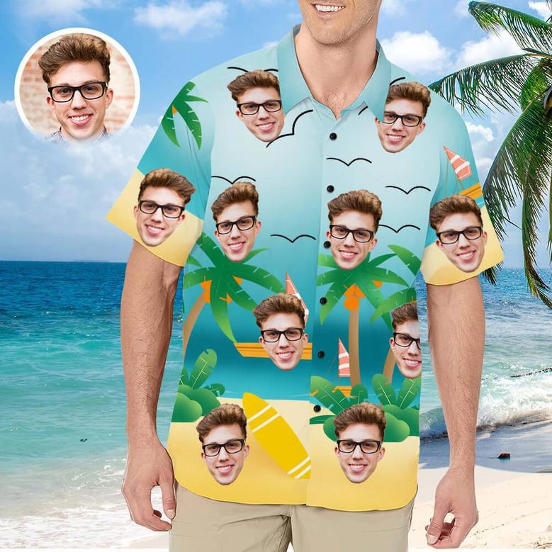 Custom Hawaiian Shirt with Face for Men Personalized Photo Hawaiian Shirts