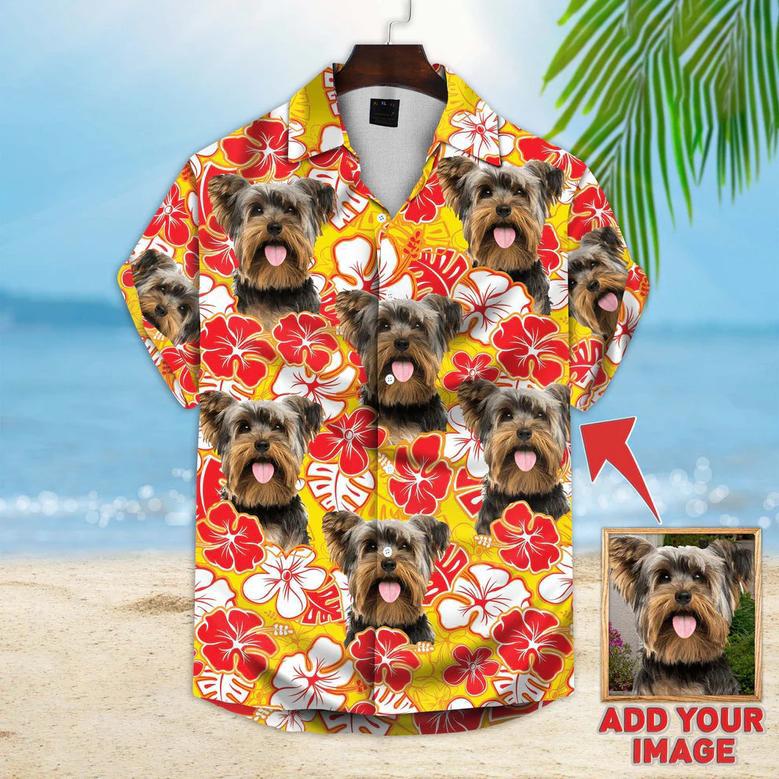 Custom Image Flowers Pattern Short-Sleeve Hawaiian Shirt, Summer Pet Shirt, Gift for Dog Cat Lover