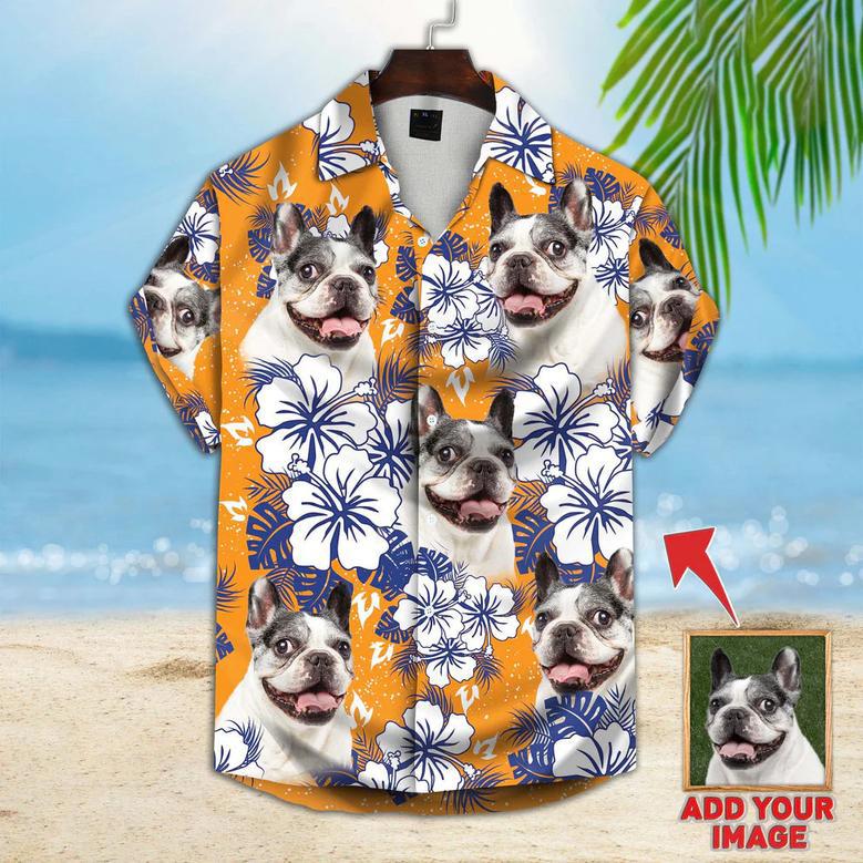 Custom Image Flowers Pattern Short-Sleeve Hawaiian Shirt, Summer Pet Shirt, Gift for Dog Cat Lover