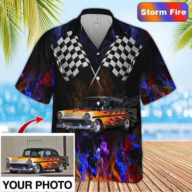 Custom Image Hot Rod Hawaiian Shirt, Car Fire Hawaiian Shirt for Men, Idea Shirt for Summer