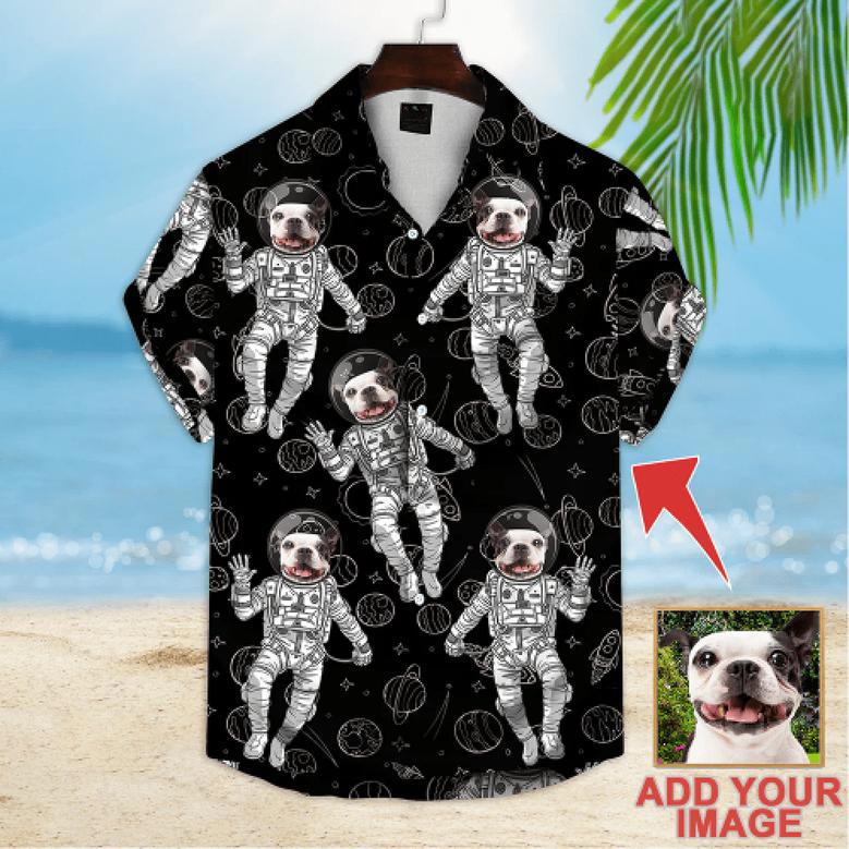 Custom Image Pet Funny Space Pattern Short-Sleeve Hawaiian Shirt, Gift for Dog Lovers