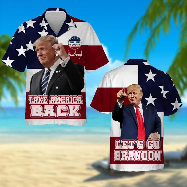 Custom Photo Donald Trump 2024 Hawaiian Shirt, Make America Great Again, Save America Summer Shirt