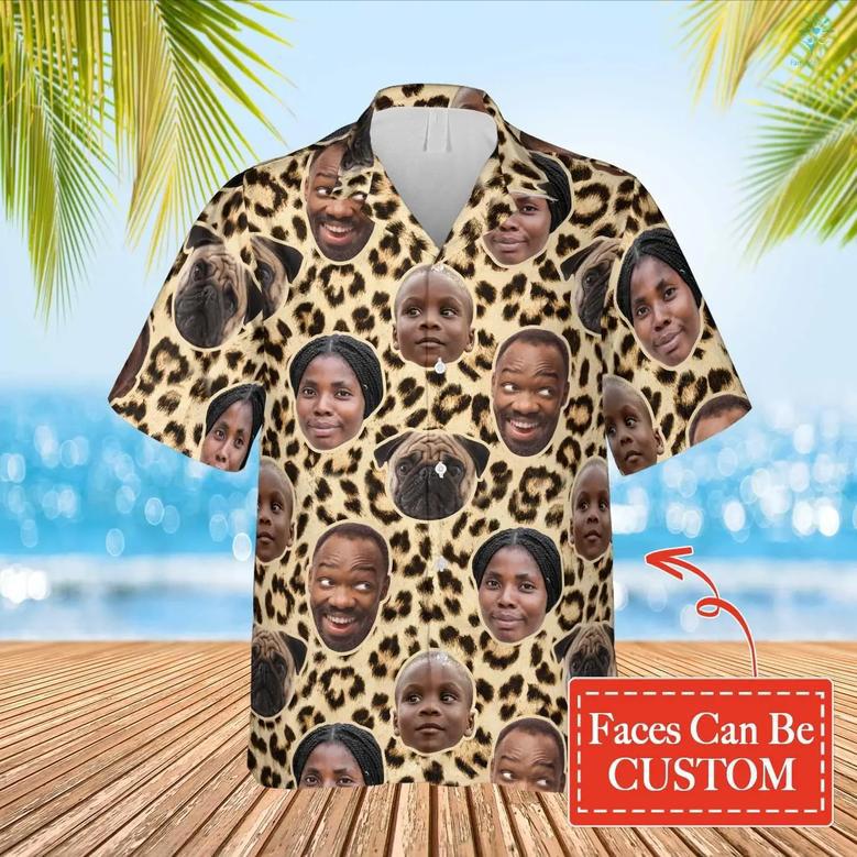 Custom Photo Family Leopard Skin Funny Hawaiian, Idea Shirt for Family in Summer, Custom Image Hawaiian Shirt