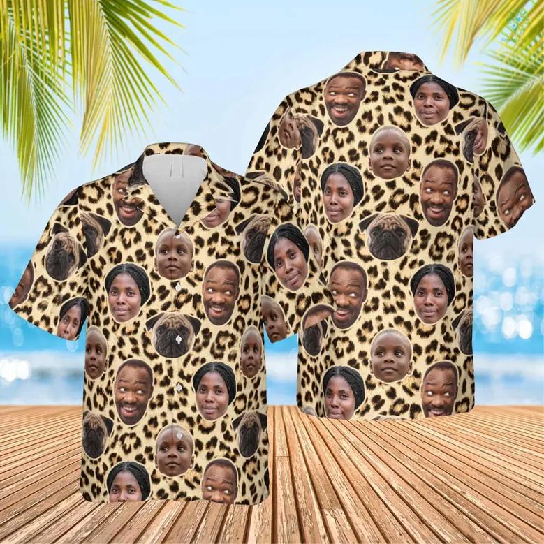 Custom Photo Family Leopard Skin Funny Hawaiian, Idea Shirt for Family in Summer, Custom Image Hawaiian Shirt