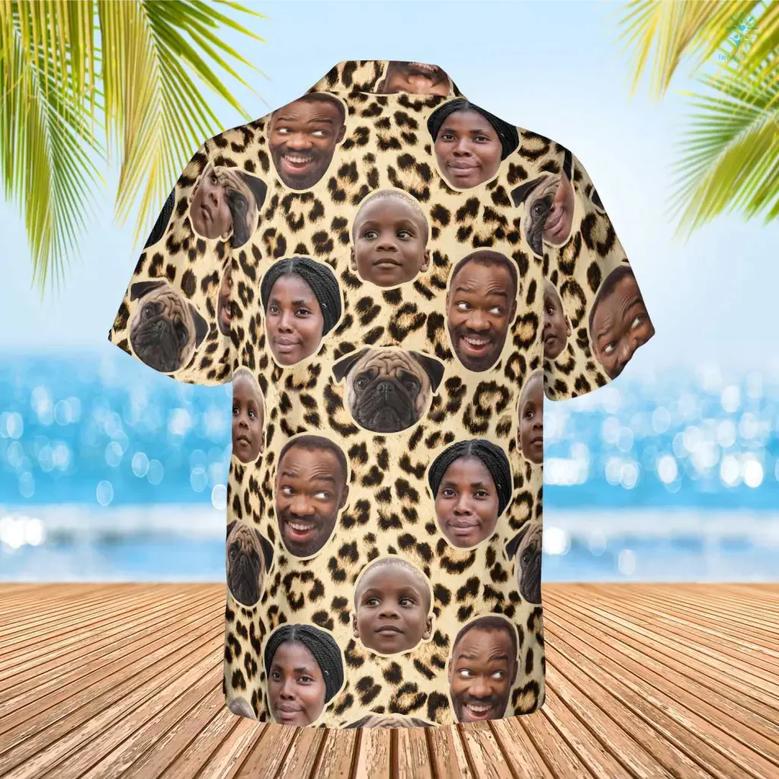 Custom Photo Family Leopard Skin Funny Hawaiian, Idea Shirt for Family in Summer, Custom Image Hawaiian Shirt