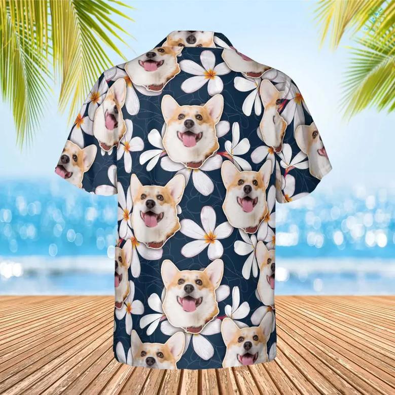 Custom Photo Frangipani Flower Funny Dog Hawaiian Shirt, Hawaiian Shirt for Men Women, Gift for Dog Lover Shirt