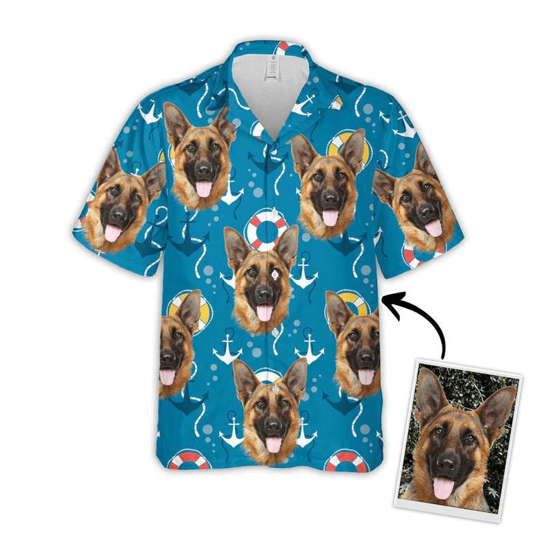 Custom Photo Hawaiian Shirt, Sea Pattern Short-Sleeve Hawaiian Shirt, Shirt for Pet Lover