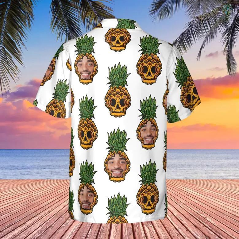 Custom Photo Pineapples Hawaii Funny Summer Shirt Beach Hawaiian Casual Button Down Short Sleeve Hawaiian Shirt