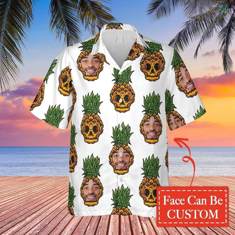 Custom Photo Pineapples Hawaii Funny Summer Shirt Beach Hawaiian Casual Button Down Short Sleeve Hawaiian Shirt