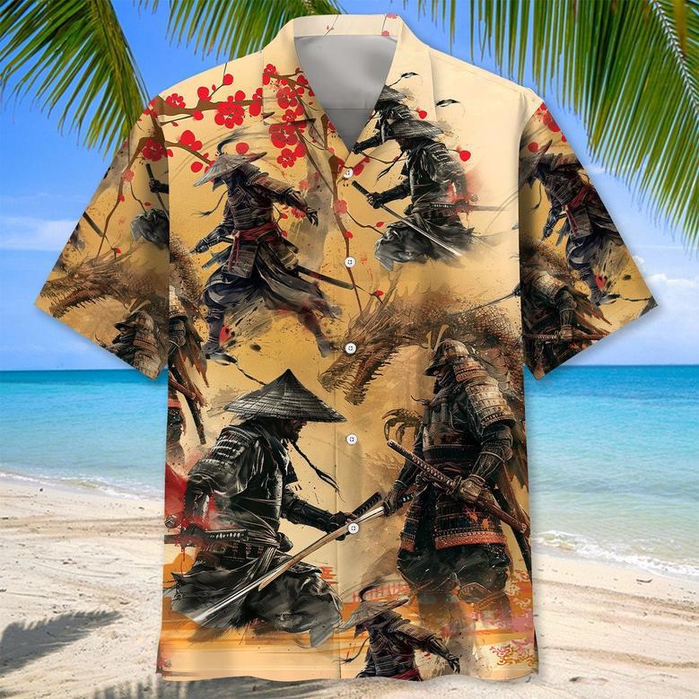 Customized Cherry Blossom Samurai Hawaiian Shirt