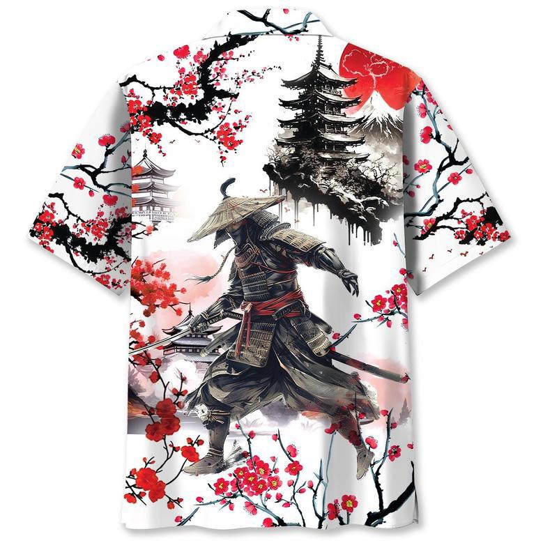 Customized Samurai Under The Moonlight Hawaiian Shirt Summer Vibes, Samurai Hawaiian Shirt