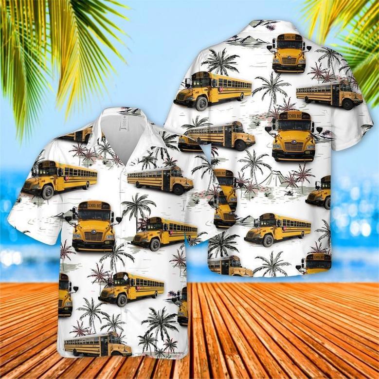 Customized School Bus Tropical Hawaiian Shirt for Men, School Bus Drivers Summer Vibes Hawaiian Shirt