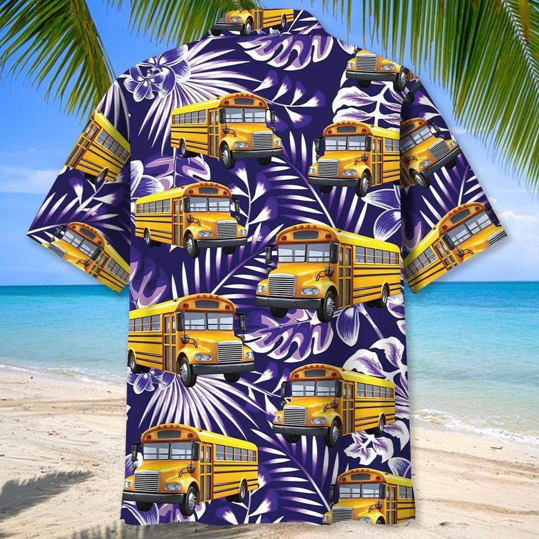 Customized School Bus Tropical Hawaiian Shirt for Men, School Bus Drivers Summer Vibes Hawaiian Shirt