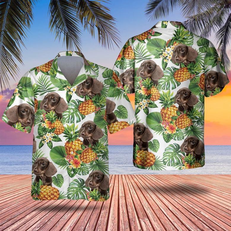 Dachshund Tropical Pattern Hawaiian Shirt , Summer Beach Shirt Gift For Dog Lovers