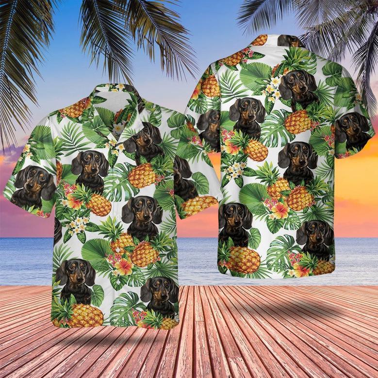 Dachshund Tropical Pattern Hawaiian Shirt , Summer Beach Shirt Gift For Dog Lovers