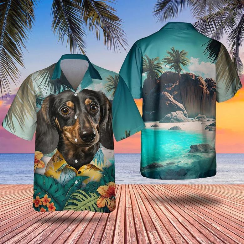 Dachshund Tropical Pattern Hawaiian Shirt , Summer Beach Shirt Gift For Dog Lovers