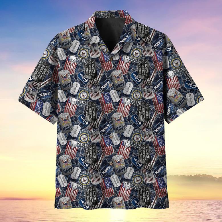 Dog Tag Pattern US Veteran MultiService Hawaii Shirt