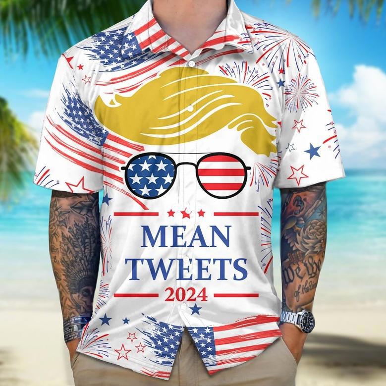 Donald Trump Mean Tweets 2024 Hawaiian Shirt, Trump 2024 Hawaii Shirt For Fans, Trump Lovers Gift