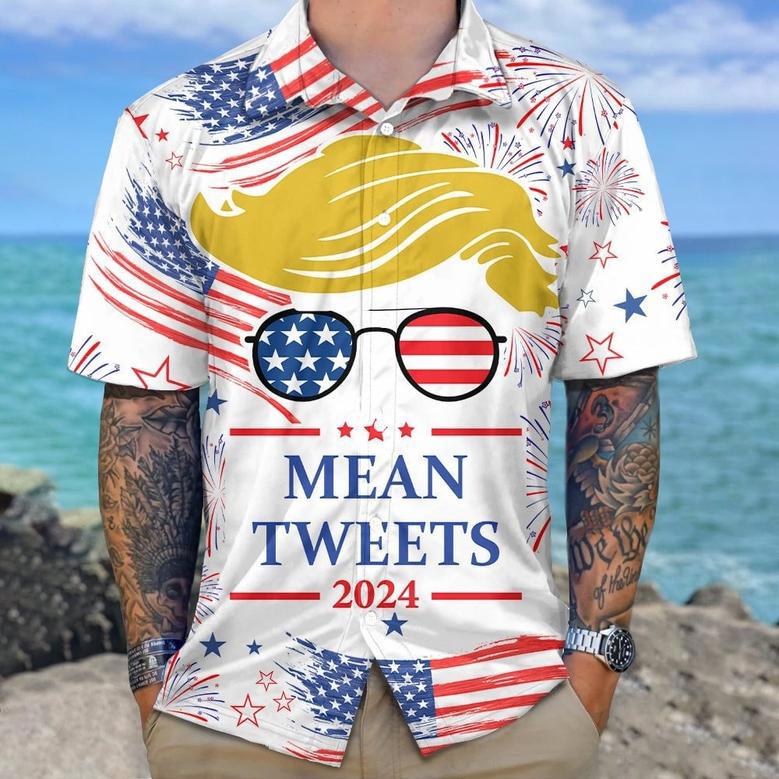 Donald Trump Mean Tweets 2024 Hawaiian Shirt, Trump 2024 Hawaii Shirt For Fans, Trump Lovers Gift