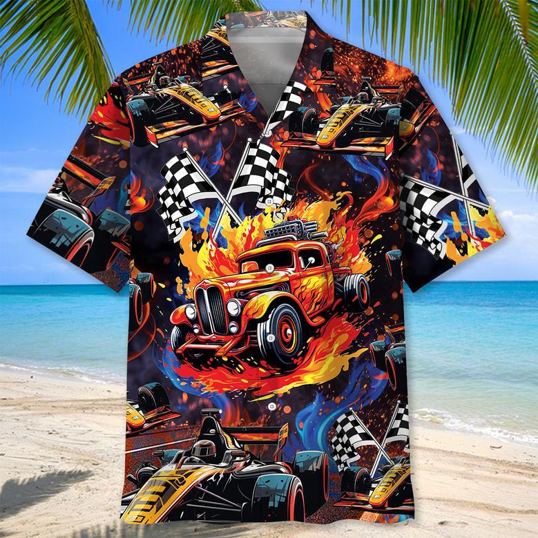 Drag Racing Engine Hawaiian Shirt for Racing Engine Lovers, Racer Hawaiian Shirt