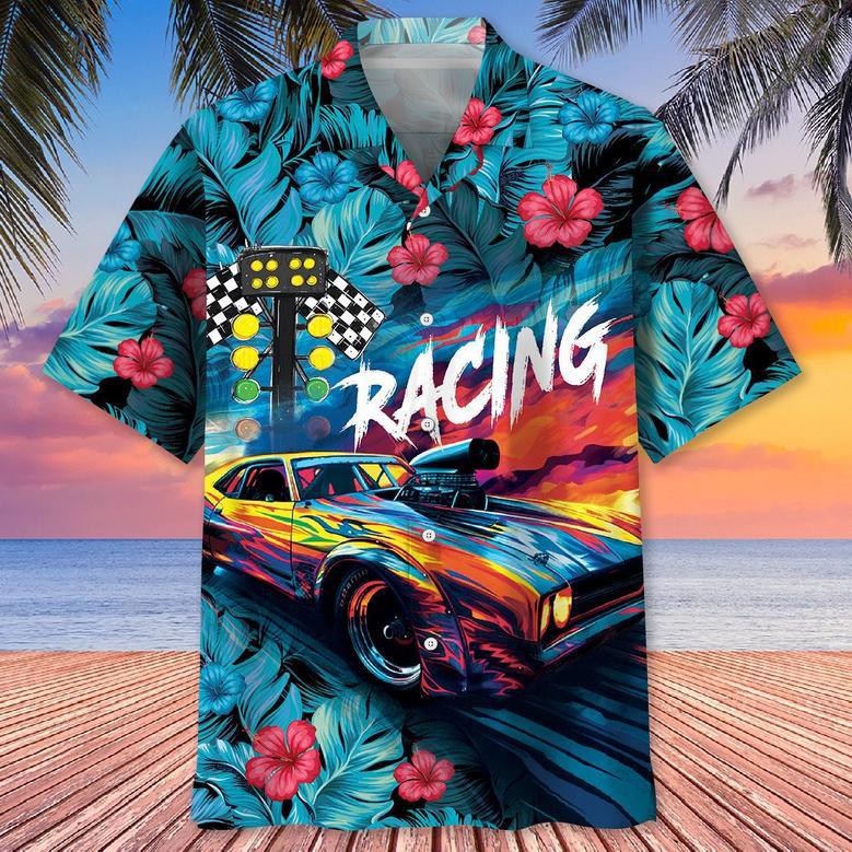 Drag Racing Engine Hawaiian Shirt for Racing Engine Lovers, Racer Hawaiian Shirt