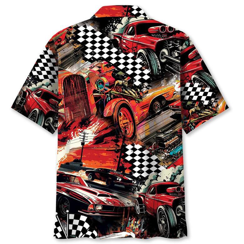 Drag Racing Retro Red Hawaiian Shirt for Racer, Drag Racing Summer Vibes Tropical Hawaiian Shirt