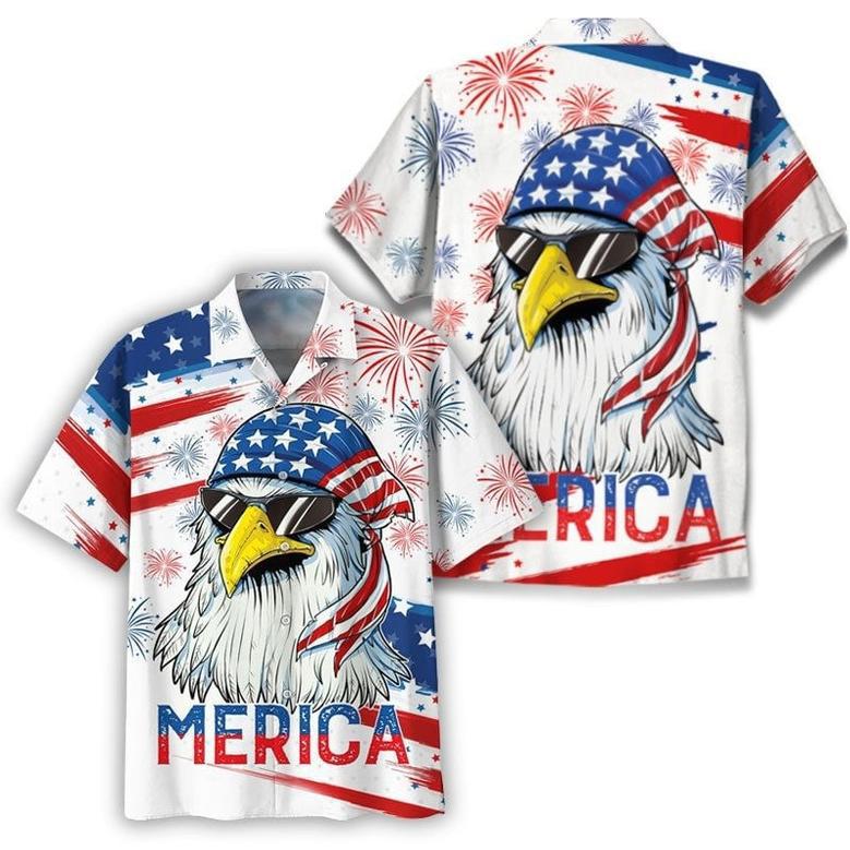 Flamingo Of July Hawaiian Shirt for Men, Women, Flamingo Independence Day Summer Shirt