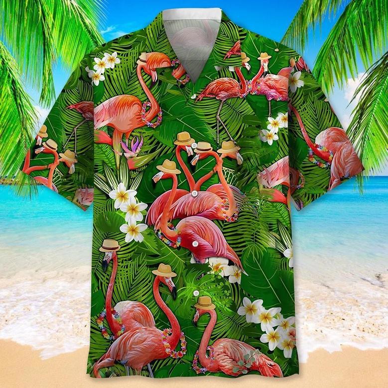 Flamingo US Flag Hawaiian Shirt for Men, Women, of July Flamingo Hawaiian Shirt