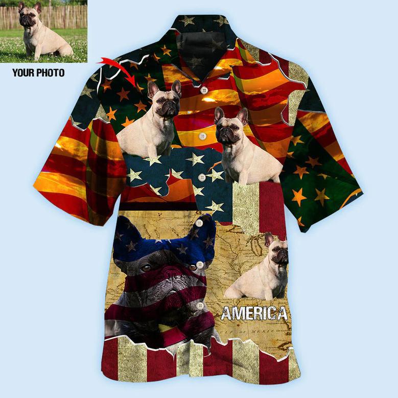 French Bulldog America Sunset Custom Photo Hawaiian Shirt, Hawaiian Shirt for Men Women Love Dog