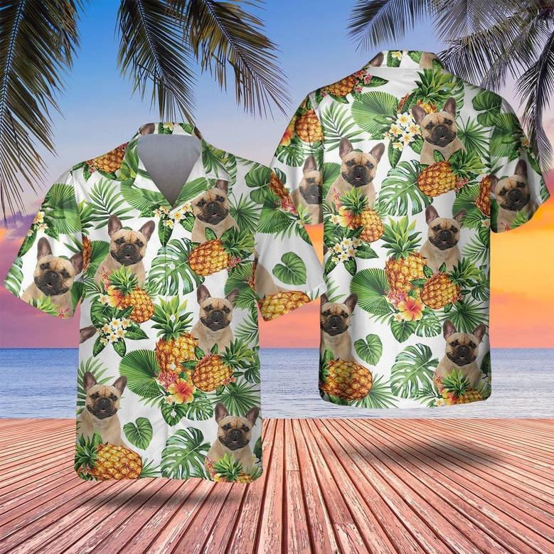 French Bulldog Tropical Pattern Hawaiian Shirt , Summer Beach Shirt Gift For Dog Lovers