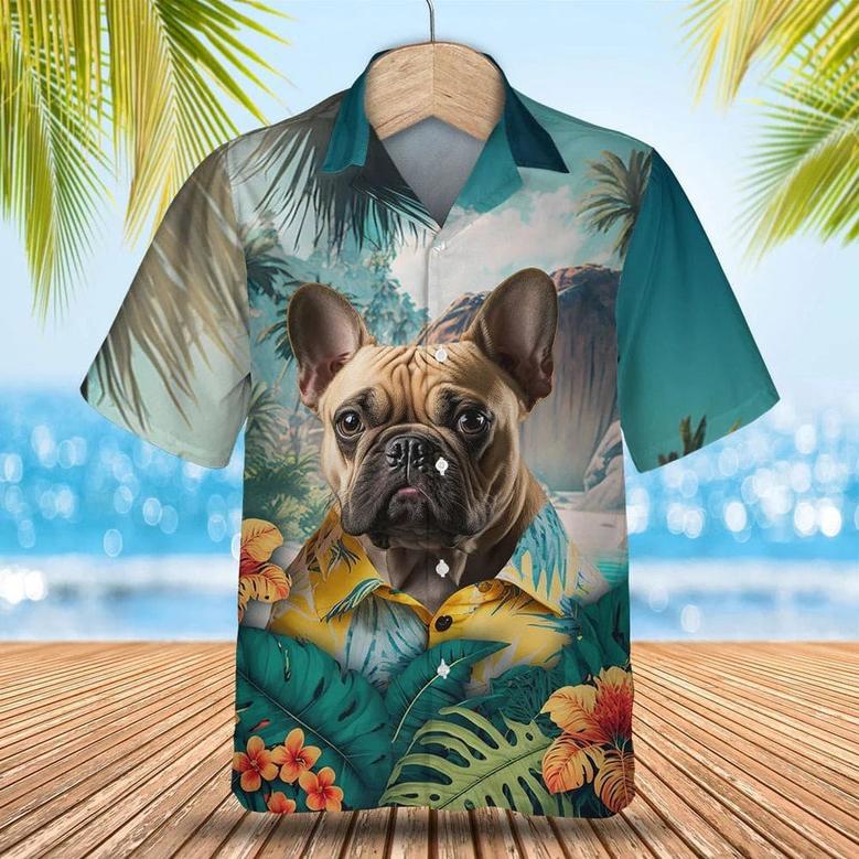 French Bulldog Tropical Pattern Hawaiian Shirt , Summer Beach Shirt Gift For Dog Lovers