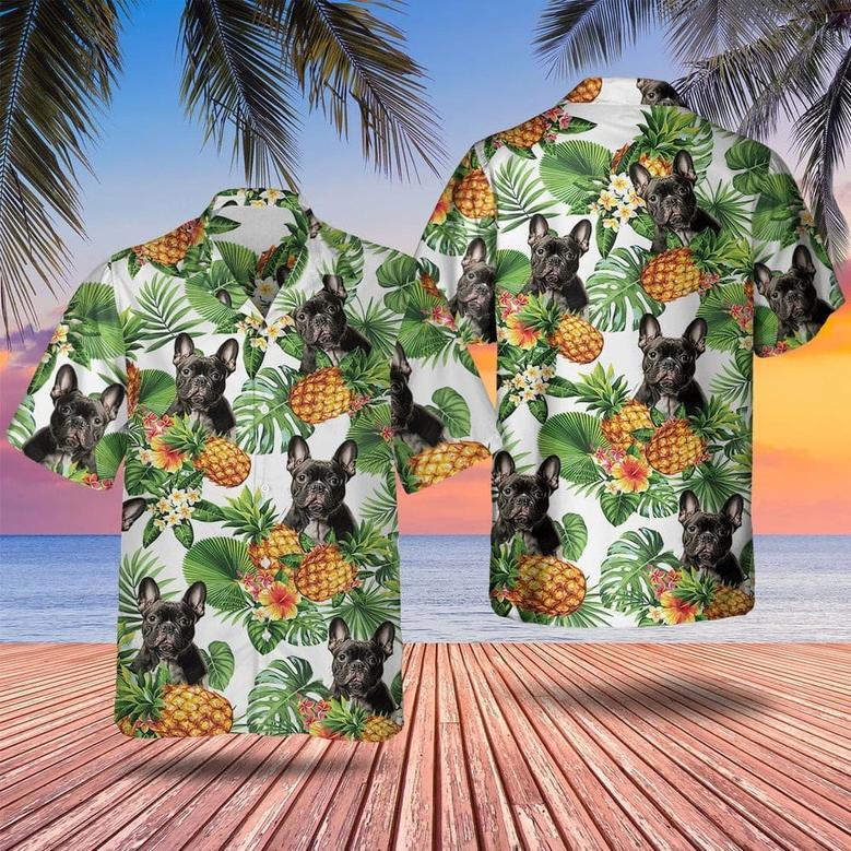 French Bulldog Tropical Pattern Hawaiian Shirt , Summer Beach Shirt Gift For Dog Lovers