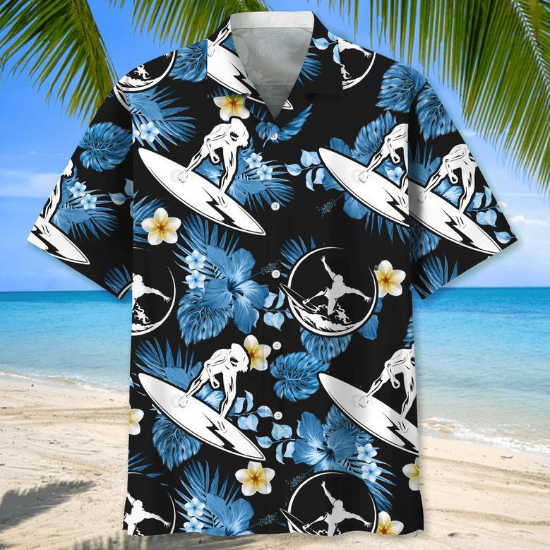 Funny Bear Surfing Hawaiian Shirt Beach Tropical Aloha Surfing Hawaiian Shirt for Men, Husband