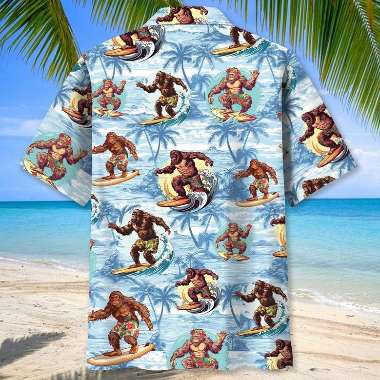 Funny Bigfoot Surfing Beach Hawaiian Shirt for Men, Women Summer Beach Shirt